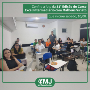 Foto da 31ª edição do Curso Excel Intermediário com Matheus Viriato